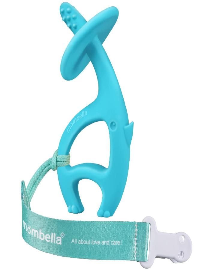 Baby Teething Toys for Babies 3-12 Months with Clip, Mombella Elephant Baby Teether 3-6 Month Old, Silicone Infant Teethers Toys 6-9 Months, Chew Toy to Message Sore Gum, Newborn Baby Toy Gifts, Blue