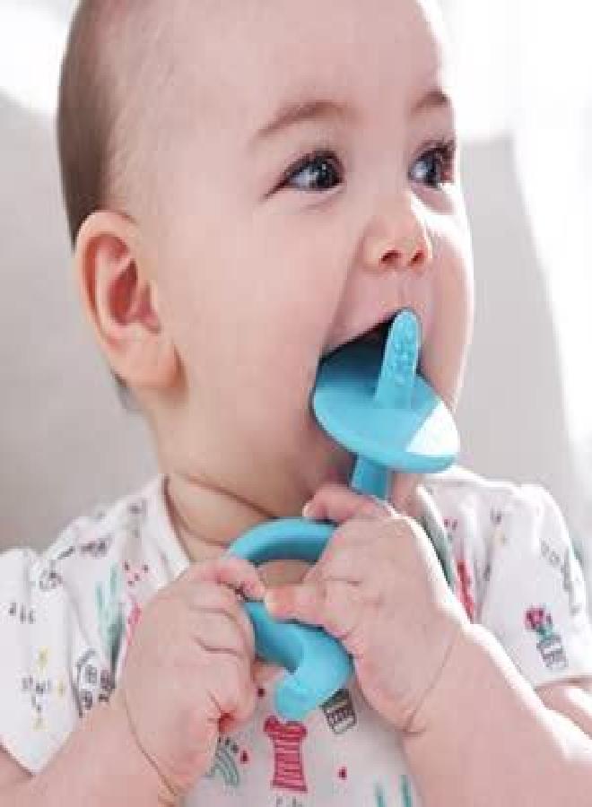 Baby Teething Toys for Babies 3-12 Months with Clip, Mombella Elephant Baby Teether 3-6 Month Old, Silicone Infant Teethers Toys 6-9 Months, Chew Toy to Message Sore Gum, Newborn Baby Toy Gifts, Blue