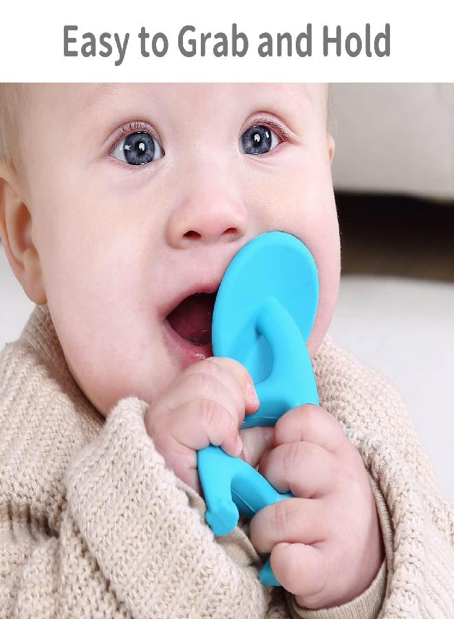 Baby Teething Toys for Babies 3-12 Months with Clip, Mombella Elephant Baby Teether 3-6 Month Old, Silicone Infant Teethers Toys 6-9 Months, Chew Toy to Message Sore Gum, Newborn Baby Toy Gifts, Blue