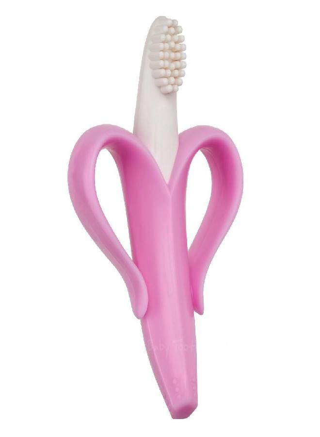 Baby Banana - Pink Banana Toothbrush, Training Teether Tooth Brush for Infant, Baby, and Toddler