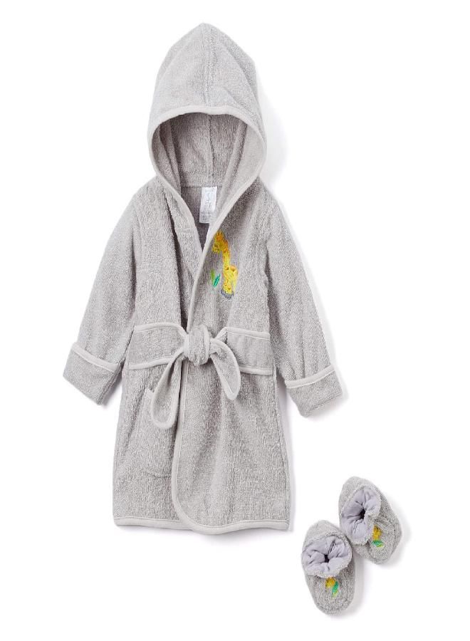 pasilk 100% Cotton Hooded Terry Bathrobe with Booties - Baby Girl Gifts - Baby Boy Gifts - 0-9 Months - Shower Gift