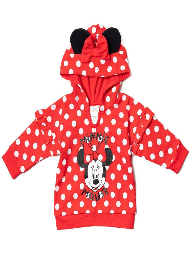 Disney Minnie Mouse Newborn Baby Boy or Girl 3 Piece Outfit Set: Pants Bodysuit Hoodie Red 0-3 Months