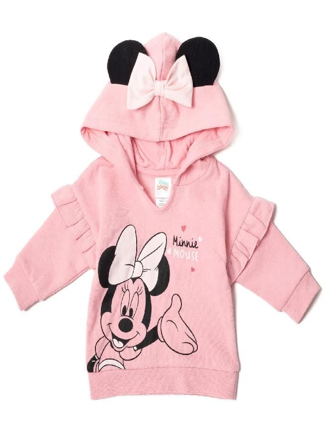 Disney Minnie Mouse Infant Baby Boys or Girls 3 Piece Outfit Set: Pants Bodysuit Hoodie Grey/Pink 6-9 Months