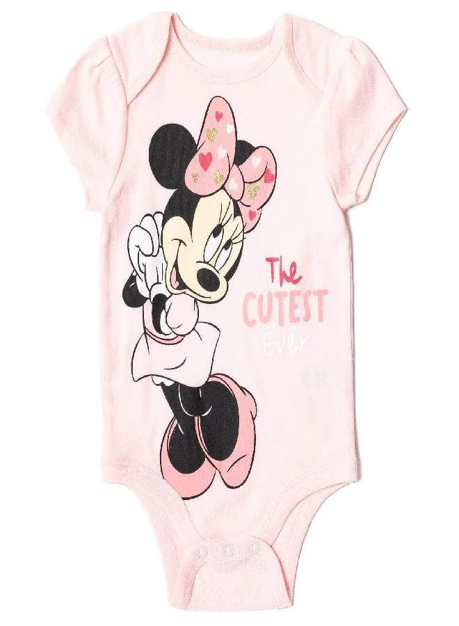 Disney Minnie Mouse Infant Baby Boys or Girls 3 Piece Outfit Set: Pants Bodysuit Hoodie Grey/Pink 6-9 Months