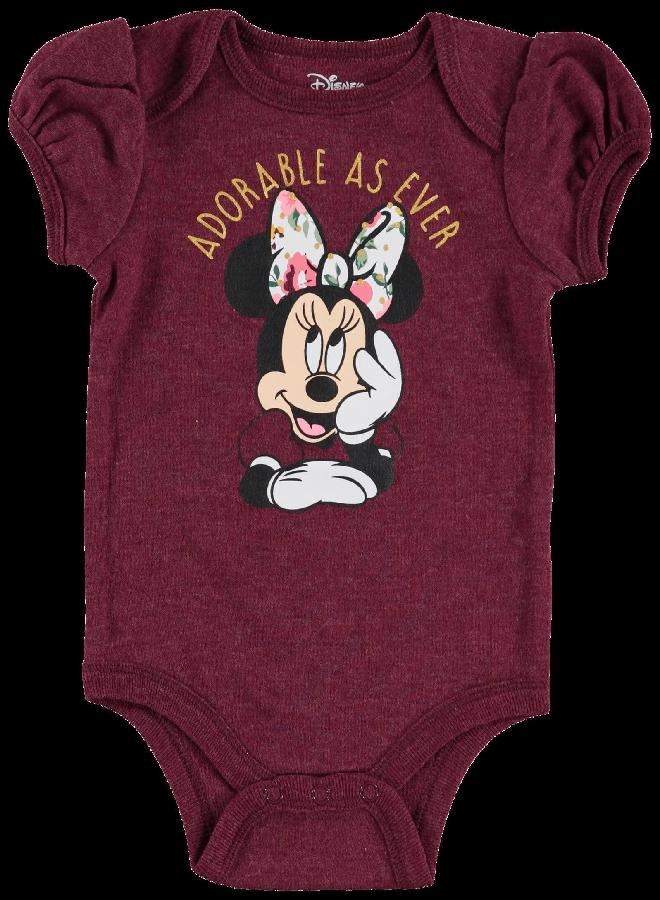 Disney Minnie Mouse Newborn Baby Girls Bodysuit Pants Bib and Hat 4 Piece Outfit Set Purple 3-6 Months