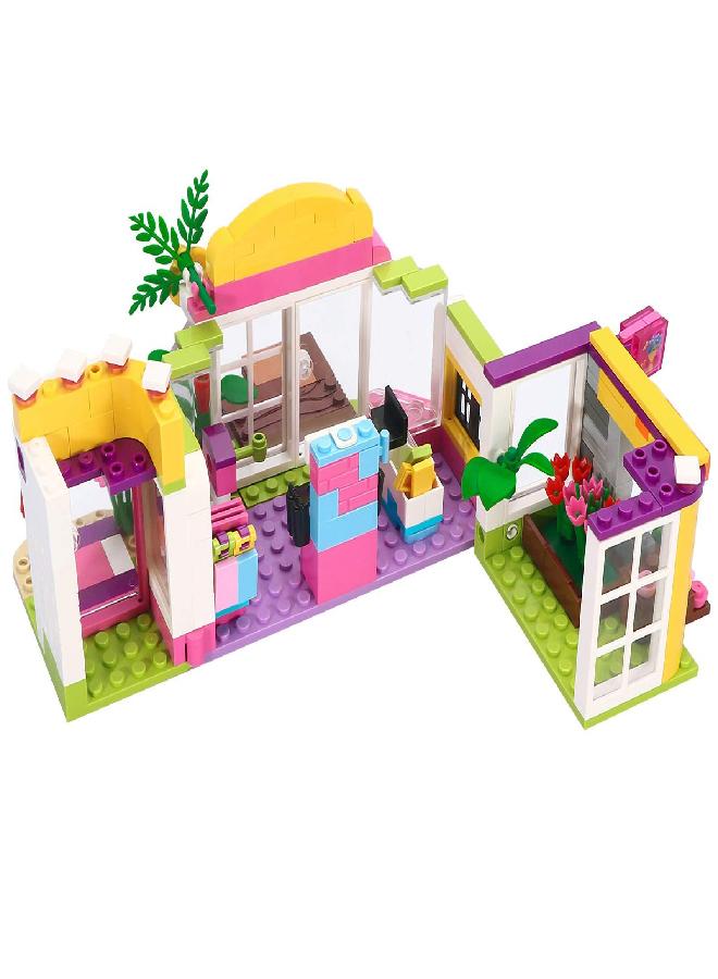 BRICK STORY Girls Friends Supermarket Building Set 376 PCS, Seaside Grocery Store Flower Shop Building Kit, Beach Shopping Mall Toy Educational Building Blocks Gift for Kids Ages 6+