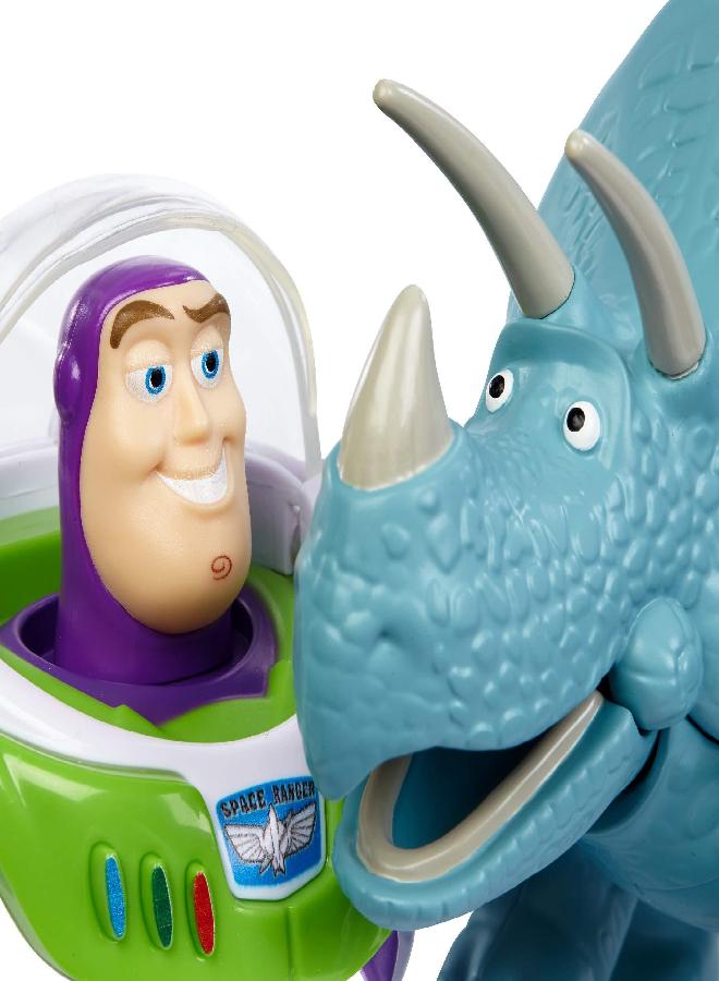 Toy Story Buzz Lightyear and Trixie 2-Pack Character Figures in True to Movie Scale, Highly Posable with Signature Expressions for Storytelling and Adventure Play