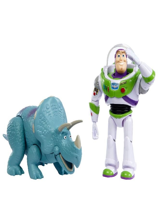 Toy Story Buzz Lightyear and Trixie 2-Pack Character Figures in True to Movie Scale, Highly Posable with Signature Expressions for Storytelling and Adventure Play