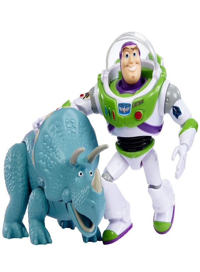 Toy Story Buzz Lightyear and Trixie 2-Pack Character Figures in True to Movie Scale, Highly Posable with Signature Expressions for Storytelling and Adventure Play