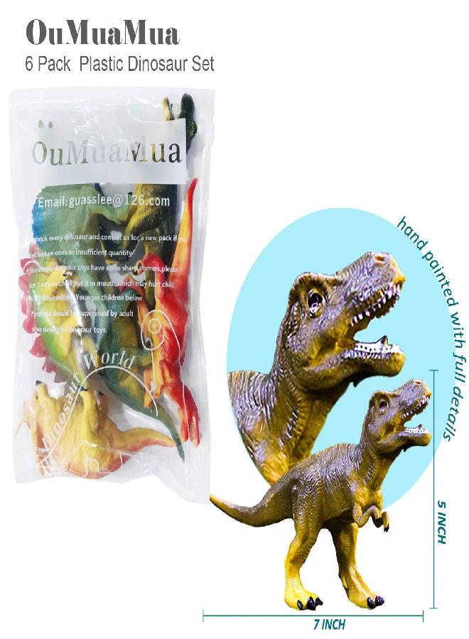 OuMuaMua Realistic Dinosaur Figure Toys, 6 Pack 6'' to 7