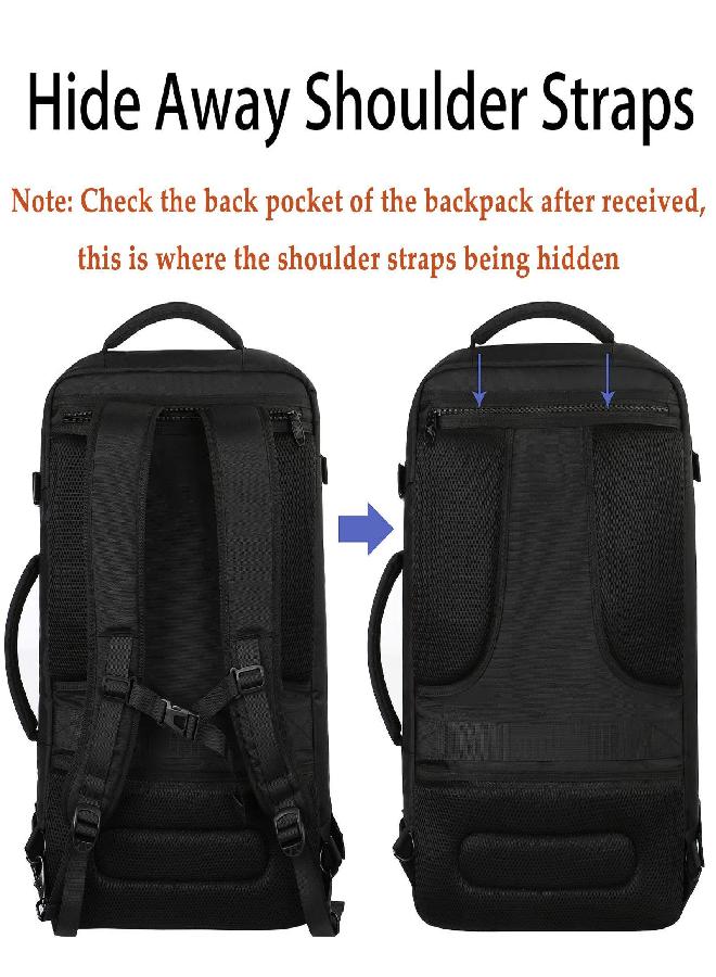 Carry On Backpack, Extra Large Travel Backpack Expandable Airplane Approved Weekender Bag For Men And Women, Water Resistant Lightweight Daypack For Flight 40L, Black