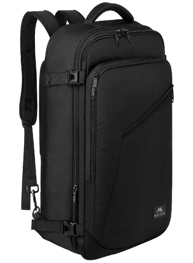 Carry On Backpack, Extra Large Travel Backpack Expandable Airplane Approved Weekender Bag For Men And Women, Water Resistant Lightweight Daypack For Flight 40L, Black
