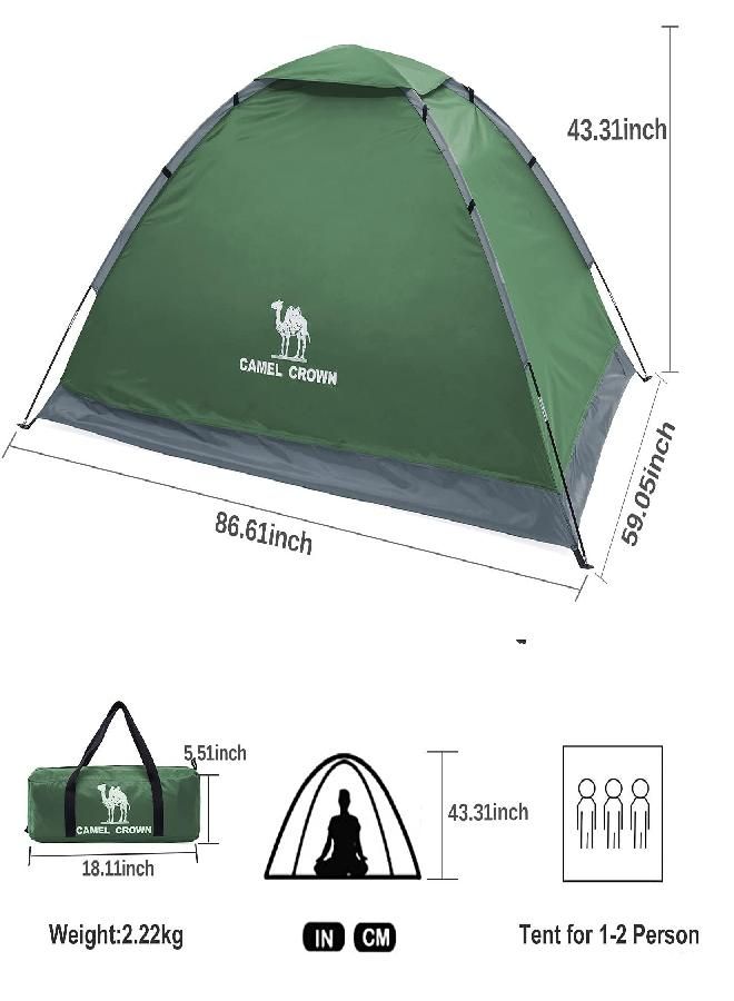 Crown 2/3/4/5 Person Camping Dome Tent, Waterproof,Spacious, Lightweight Portable Backpacking Tent For Outdoor Camping/Hiking (2 Person, Green-1)