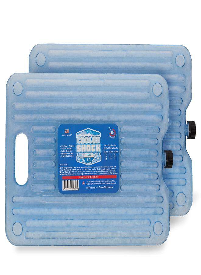 Cooler Shock Ice Packs for Cooler - 2 Reusable, Long Lasting, Cold Freezer Packs for Coolers, Lunch Bags & Totes to Keep Food Fresh - Clear