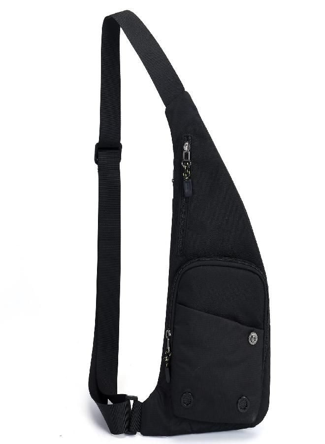 Sling Bag For Men Women Shoulder Bag Sling Backpack Durable Chest Bag For Running Camping Exercise Outdoor (S_Black)