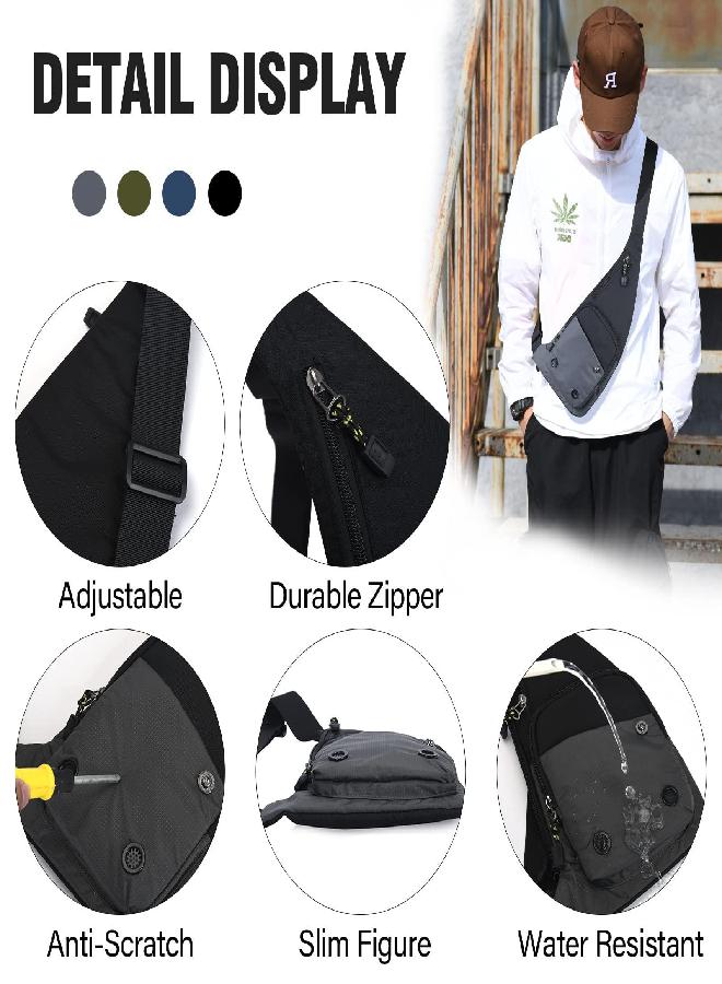 Sling Bag For Men Women Shoulder Bag Sling Backpack Durable Chest Bag For Running Camping Exercise Outdoor (S_Black)