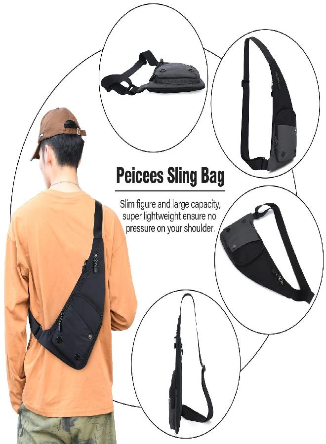 Sling Bag For Men Women Shoulder Bag Sling Backpack Durable Chest Bag For Running Camping Exercise Outdoor (S_Black)