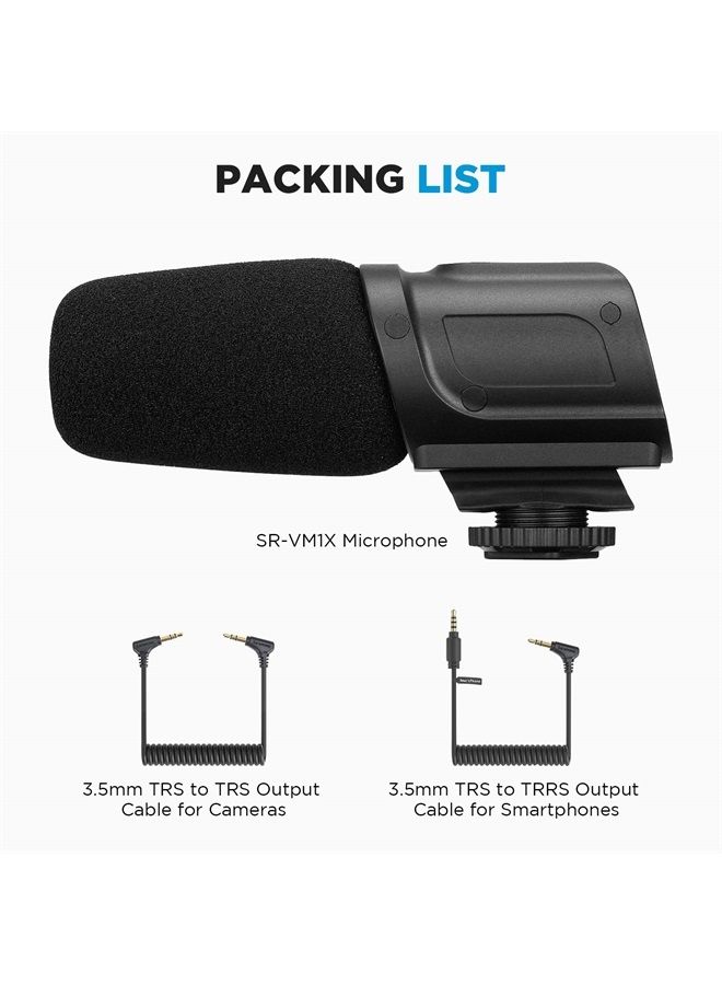 On Camera Microphone with Shock Mount Shotgun Condenser Professional Surround Cardioid Mic for DSLR Canon Nikon Camcorders YouTube Video Interview Streaming Recording SR-VM1X