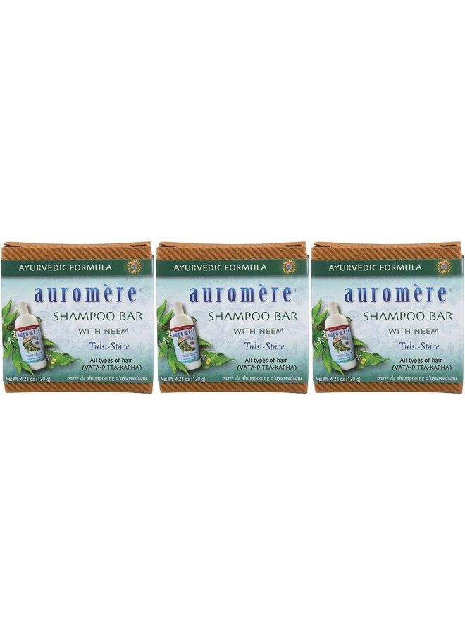 Ayurvedic Shampoo Bar - Eco Friendly, Handmade, Vegan, Cruelty Free, Natural, Non GMO, All in One Bar for Soap and Shampoo (4.23 oz), 3 pack