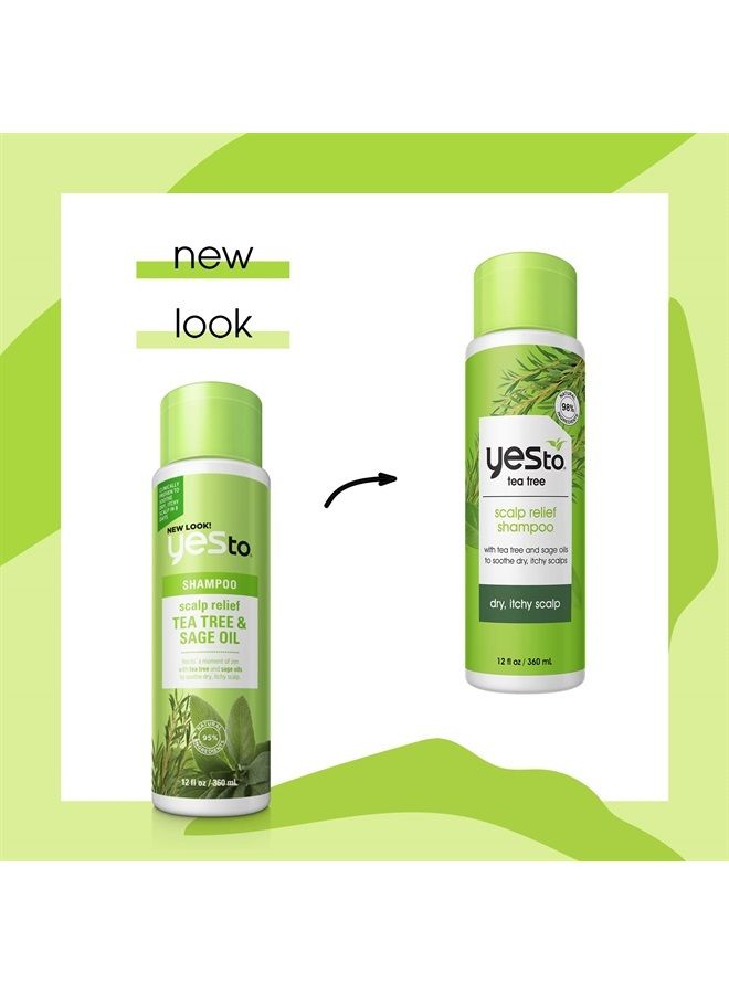 Tea Tree Scalp Relief Shampoo, pH Balancing Formula To Calm Dry Itchy Scalp While Moisturizing & Nourishing Hair, With Tea Tree & Sage Oil, Natural, Vegan & Cruelty Free, 12 Fl Oz