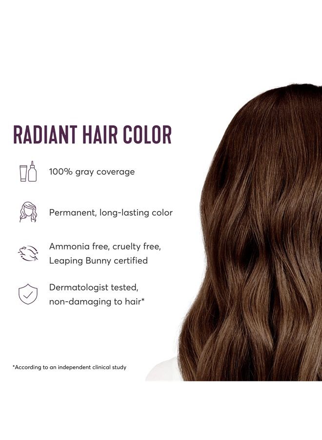 Radiant Hair Color Kit, Light Brown for 100% Gray Coverage of Resistant Gray Hair, Ammonia-Free, 6.5NNN Novara Light Brown, Permanent Hair Dye, Pack of 1