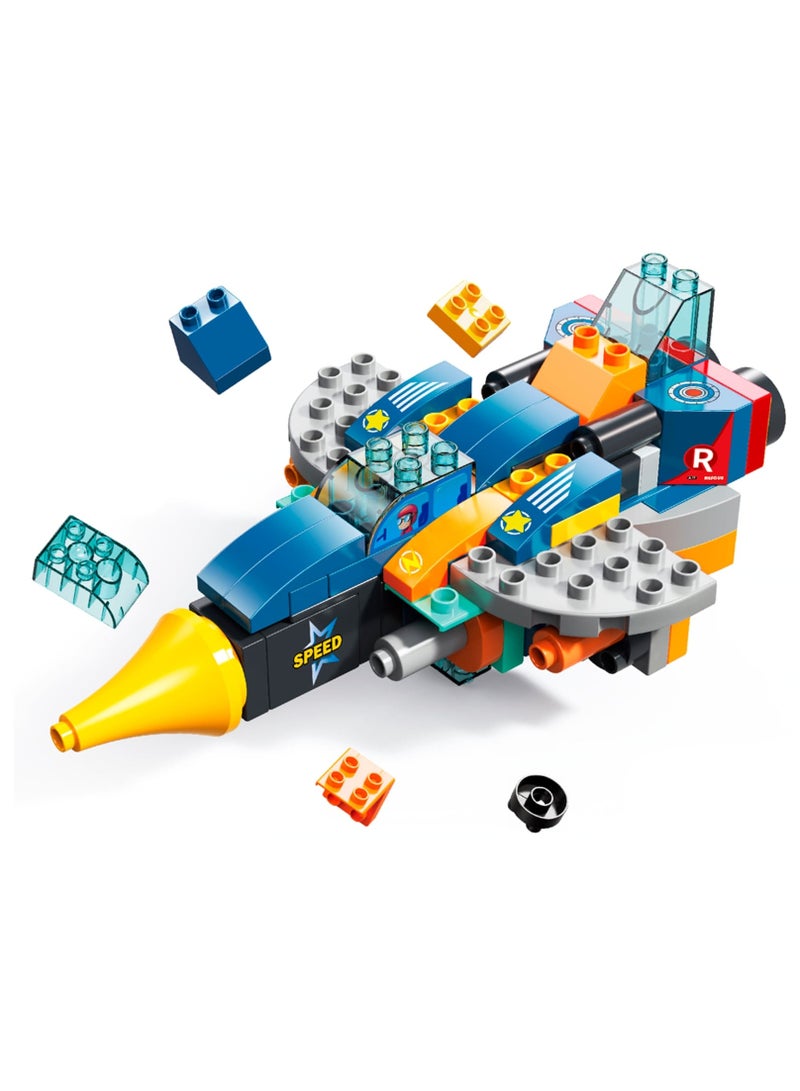 Airplane 4 in 1 for Boys and Girls 3+ Years Old, Big Blocks Building Set FL1660, Build Robot, Helicopter, Or Police Car