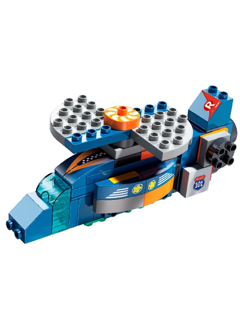 Airplane 4 in 1 for Boys and Girls 3+ Years Old, Big Blocks Building Set FL1660, Build Robot, Helicopter, Or Police Car