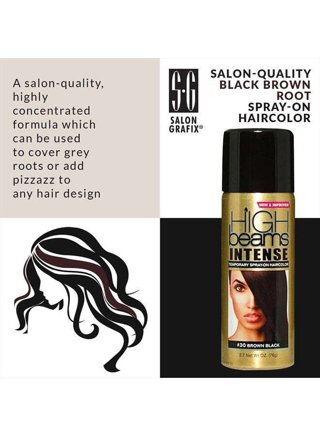 High Beams Intense Spray-On Hair Color –Brown Black - 2.7 Oz - Add Temporary Color Highlight to Your Hair Instantly - Great for Streaking, Tipping or Frosting - Washes out Easily
