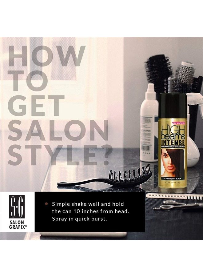 High Beams Intense Spray-On Hair Color –Brown Black - 2.7 Oz - Add Temporary Color Highlight to Your Hair Instantly - Great for Streaking, Tipping or Frosting - Washes out Easily