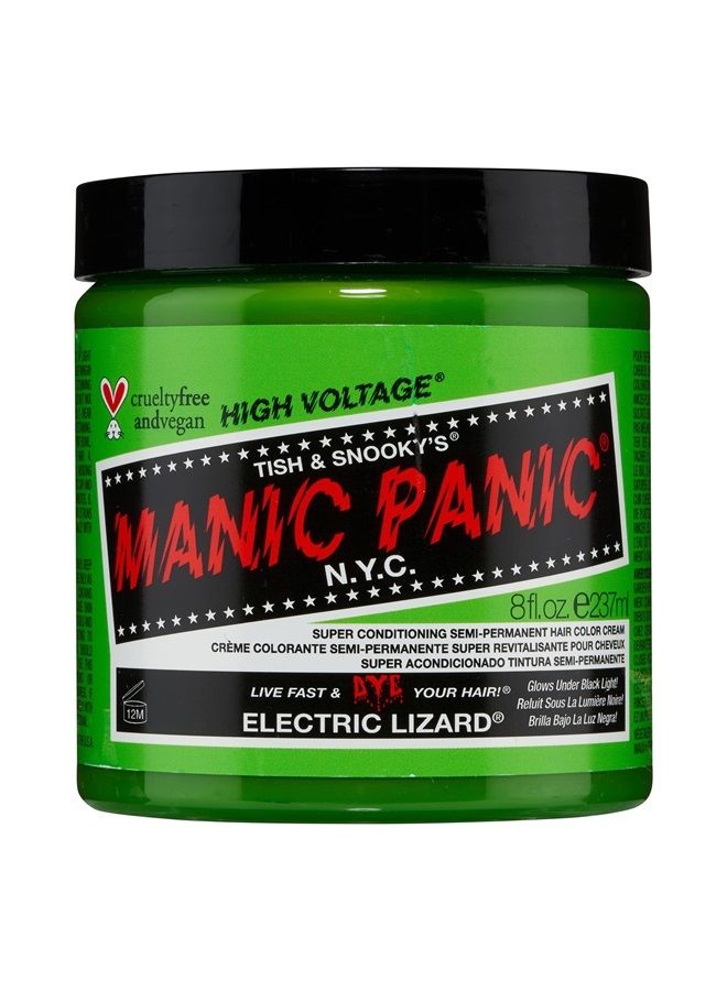 Electric Lizard Hair Dye - Classic High Voltage - Semi Permanent Hair Color - Neon Lime Green Shade - Glows in Blacklight - Vegan, PPD & Ammonia-Free - For Coloring Hair on Women & Men