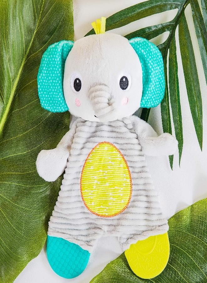 Bright Starts Snuggle & Teethe Plush Teething Baby Toy - Elephant, Crinkle Fabric, Ages 0 Months +