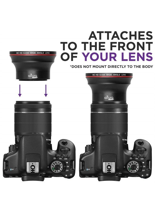 55MM 0.43x Altura Photo Professional HD Wide Angle Lens (w/Macro Portion) for Nikon D3400, D3500, D5500, D5600 with DX NIKKOR 18-55mm f/3.5-5.6G VR and Sony Alpha Cameras