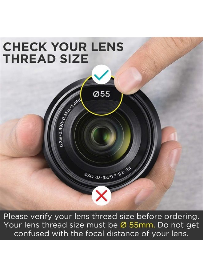 55MM 0.43x Altura Photo Professional HD Wide Angle Lens (w/Macro Portion) for Nikon D3400, D3500, D5500, D5600 with DX NIKKOR 18-55mm f/3.5-5.6G VR and Sony Alpha Cameras