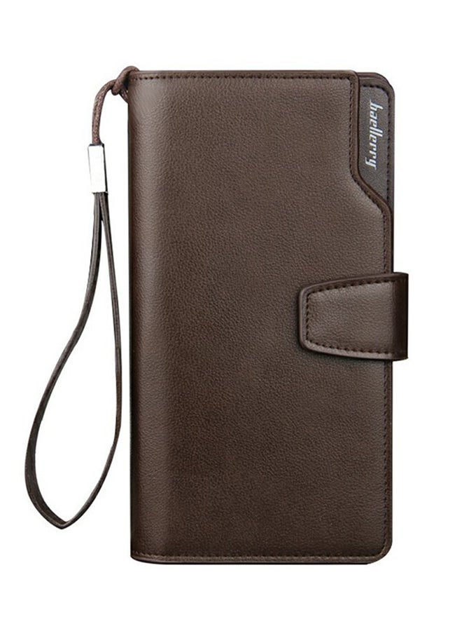 Flap Closure Leather Wallet Brown