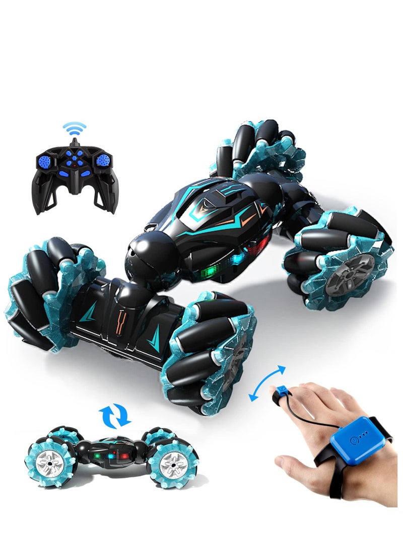 Remote Control Stunt Car 2.4GHz 4x4 Remote Control Gesture Sensing Toy Car Double-sided Rotating Buggy 360° Flip with Lights and Music