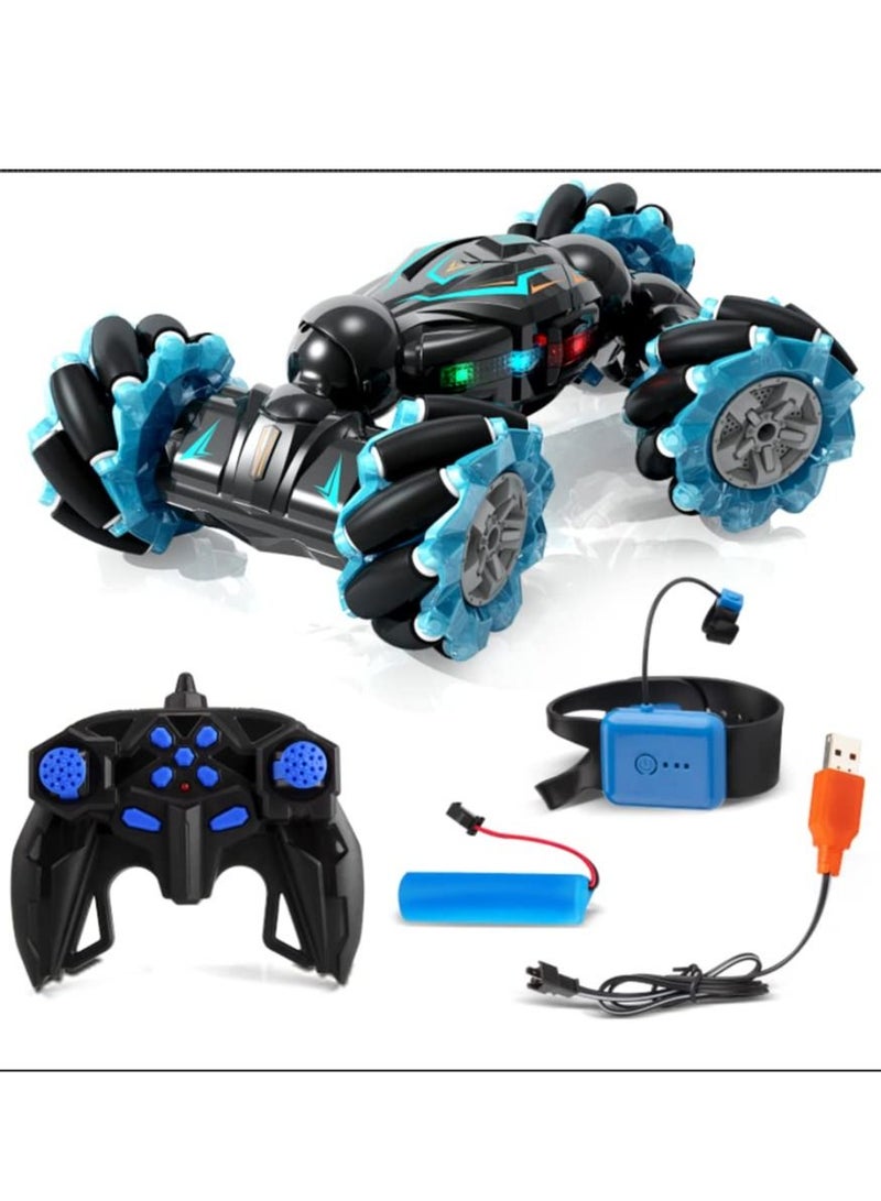 Remote Control Stunt Car 2.4GHz 4x4 Remote Control Gesture Sensing Toy Car Double-sided Rotating Buggy 360° Flip with Lights and Music