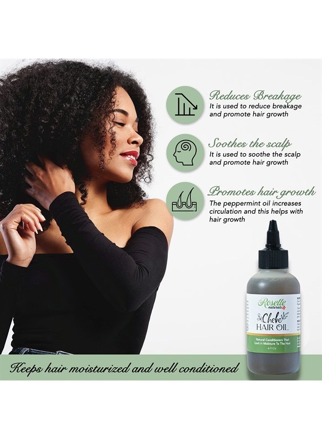 Chebe Hair Oil Made with Authentic Chebe Powder from Chad – African Chebe Oil for Hair Growth, Itchy Scalp Relief, fights dryness and breakage – 4 ounces