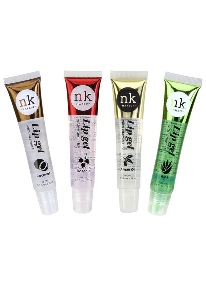 4 Pack Nicka K Lip Gel (COCONUT, ROSEHIP, ARGAN OIL, ALOE)