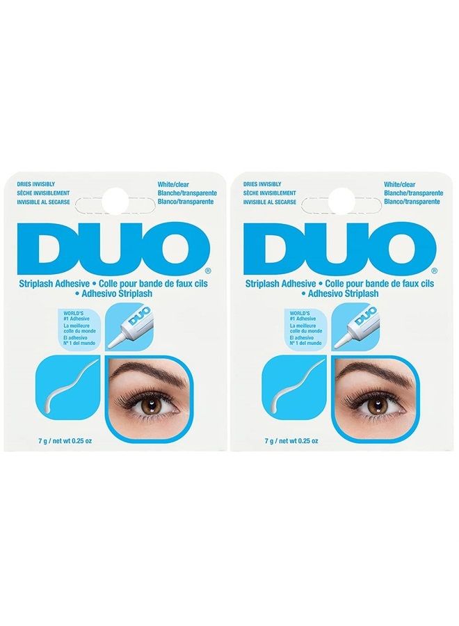 DUO Strip Lash Adhesive White/Clear, for Strip False Eyelash, 0.25 oz, 2-Packs