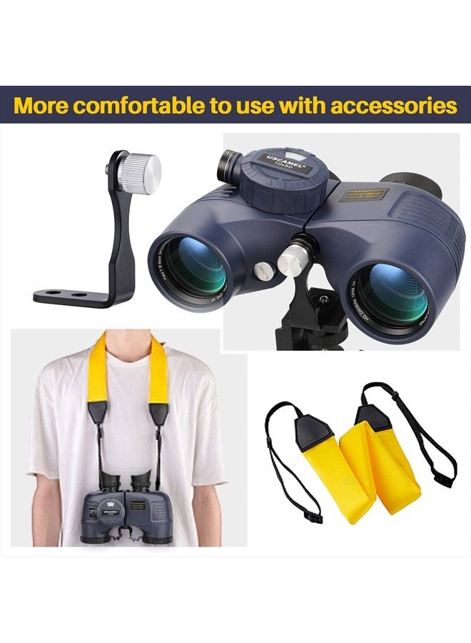 10x50 Marine Binoculars for Adults, Waterproof Binoculars with Rangefinder Compass，BAK4 Prism FMC Lens Binoculars with Tripod Adapter for Navigation Bird Watching Hunting