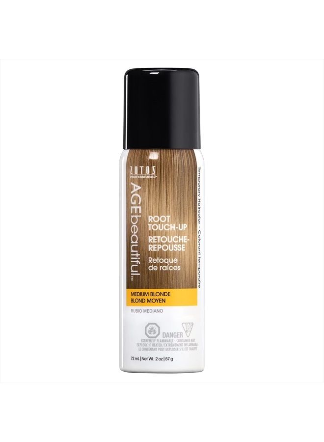 AGEbeautiful Root Touch Up Hair Color Spray | Touch-Up Gray Concealer | Temporary Cover Up | Medium Blonde | 2 Fl Oz