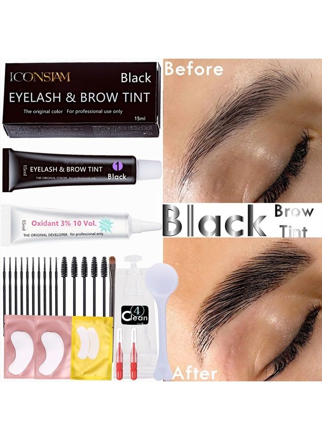 Black Lash T-i-n-t Kit, Keratin Black Eyelash D-y-e and Eyebrow T-i n t, 6 Week Voluminous Brow T-int, T-inting Look For Lash Perm/Lift/Lamination Treatment (Black Eyelash T-int Kit Only)