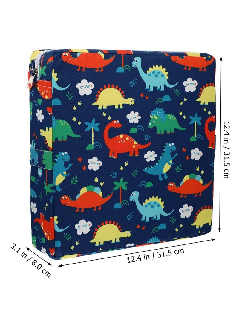 Toddler Booster Seat Cushion Chair Increasing Portable Dismountable Thick Adjustable Seat Pad for Dining Table Baby Infant Kids Dinosaur Blue