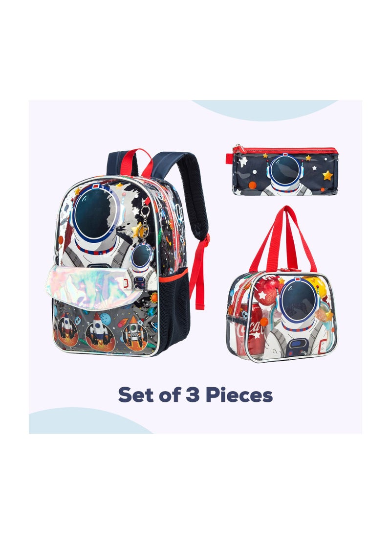 16-inch School Bag Set, Lunch Bag, Pencil Case Astronaut-Blue