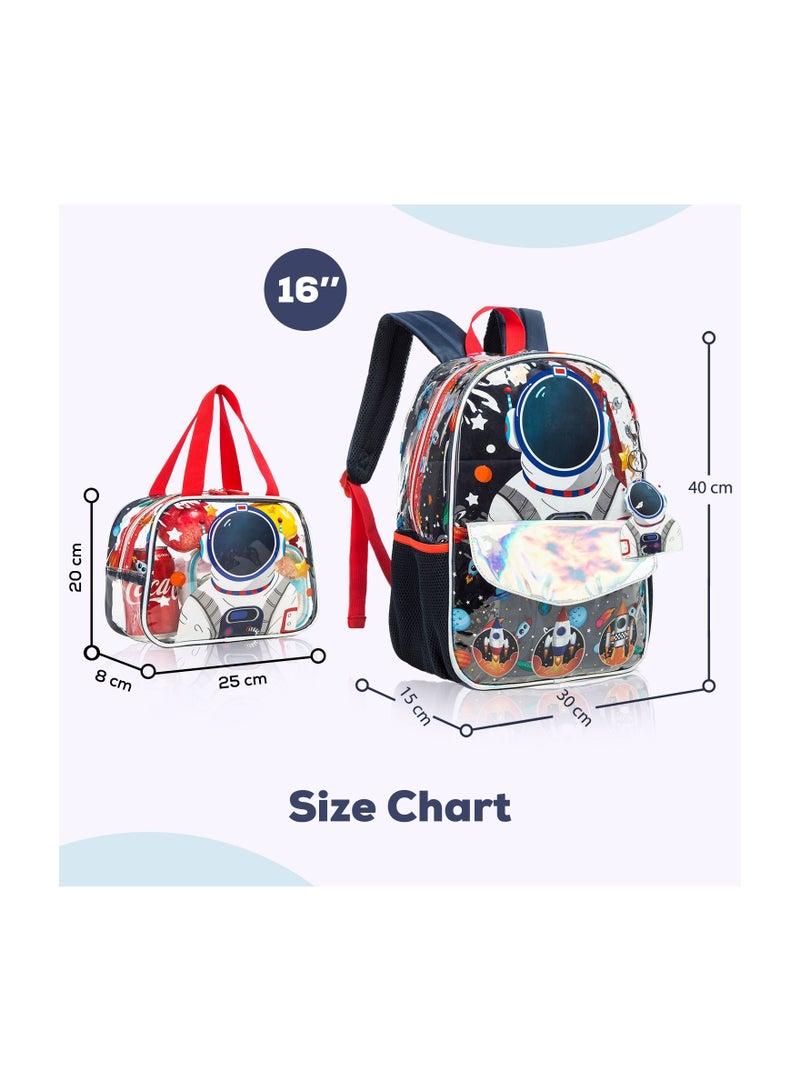 16-inch School Bag Set, Lunch Bag, Pencil Case Astronaut-Blue