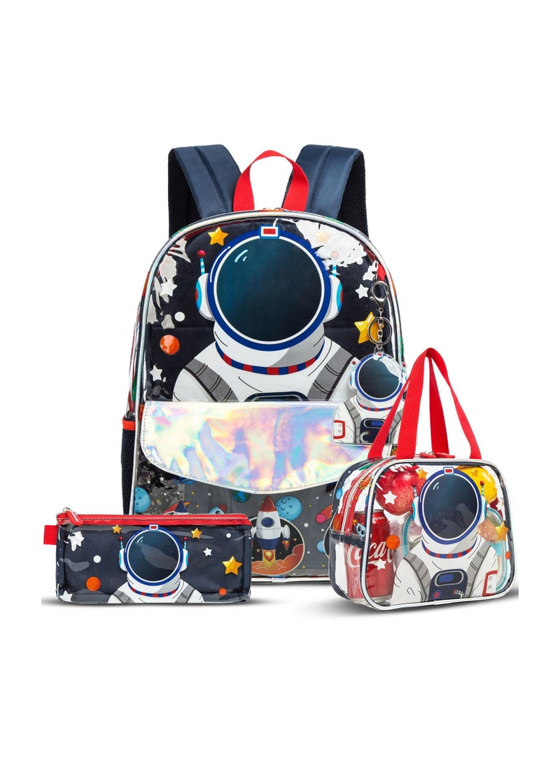 16-inch School Bag Set, Lunch Bag, Pencil Case Astronaut-Blue