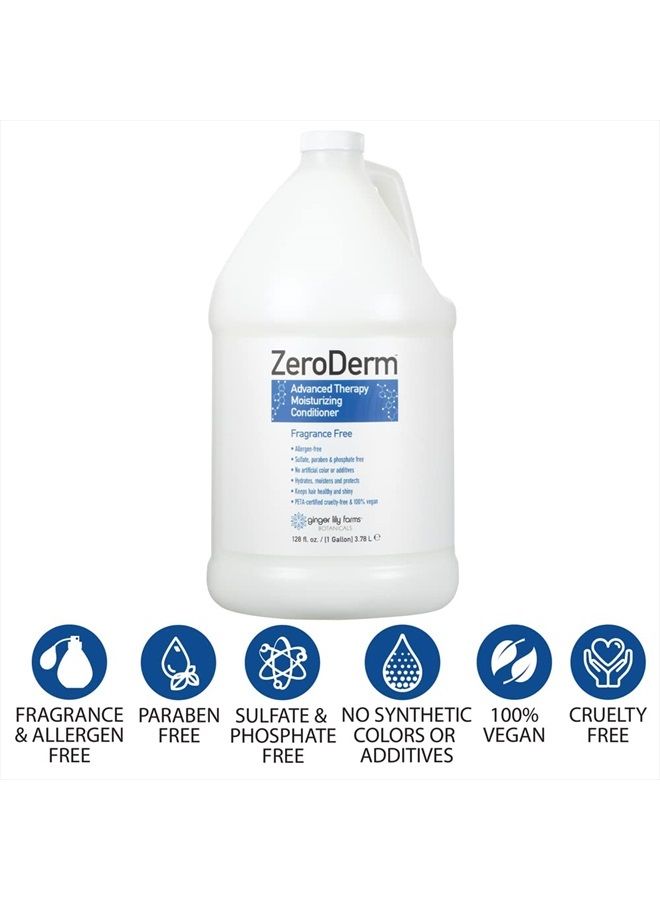 Botanicals ZeroDerm Advanced Therapy Moisturizing Conditioner for All Hair Types, 100% Vegan, Cruelty and Fragrance Free, 1 Gallon Refill, White, Unscented, 128 Fl Oz