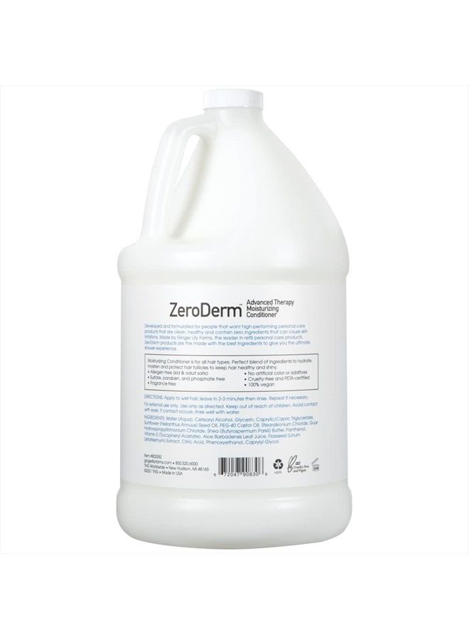 Botanicals ZeroDerm Advanced Therapy Moisturizing Conditioner for All Hair Types, 100% Vegan, Cruelty and Fragrance Free, 1 Gallon Refill, White, Unscented, 128 Fl Oz