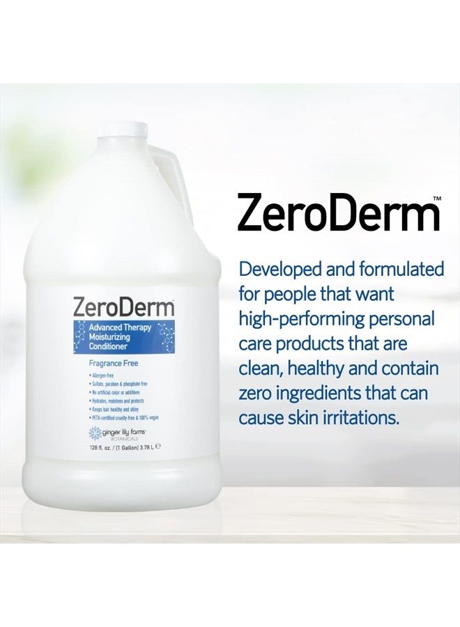 Botanicals ZeroDerm Advanced Therapy Moisturizing Conditioner for All Hair Types, 100% Vegan, Cruelty and Fragrance Free, 1 Gallon Refill, White, Unscented, 128 Fl Oz