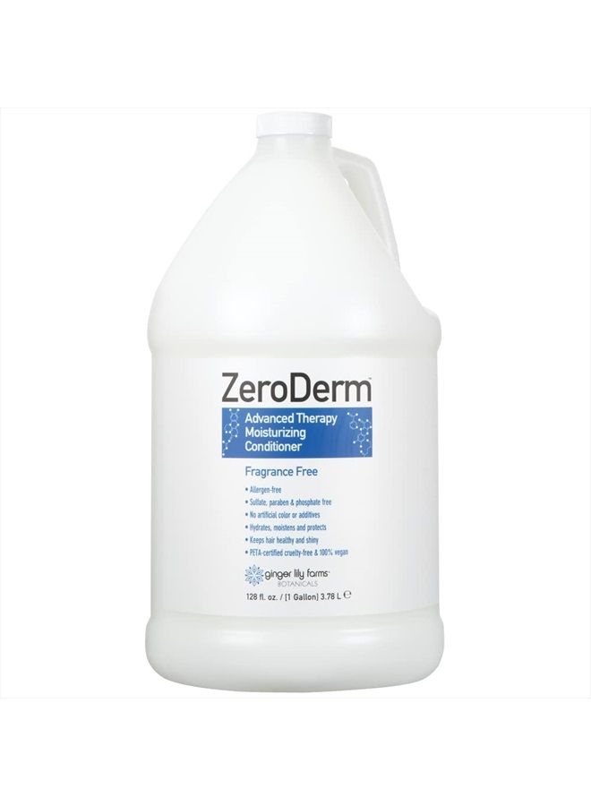 Botanicals ZeroDerm Advanced Therapy Moisturizing Conditioner for All Hair Types, 100% Vegan, Cruelty and Fragrance Free, 1 Gallon Refill, White, Unscented, 128 Fl Oz